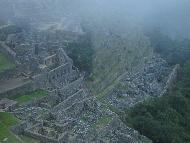 Machu Picchu in the early morning mist
