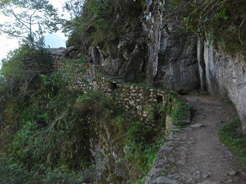 Inca road leading to Machu Picchu