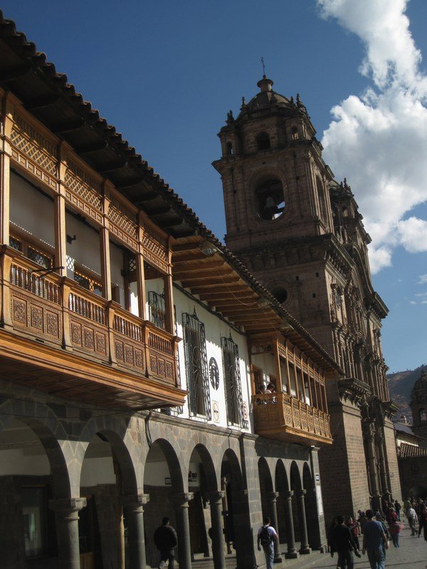 Beautiful arcades in Cusco's Plaza de Armas