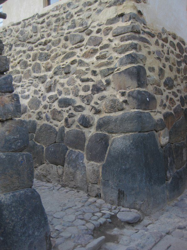Original Inca stonework in the streets of Ollantaytambo