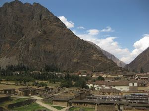 View over Ollantaytambo from the ruins
