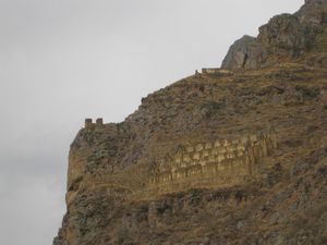 Inca granaries perched on the cliffs overlooking Ollantaytambo