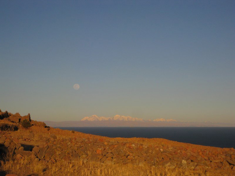 Moon rising over the Bolivian cordillera
