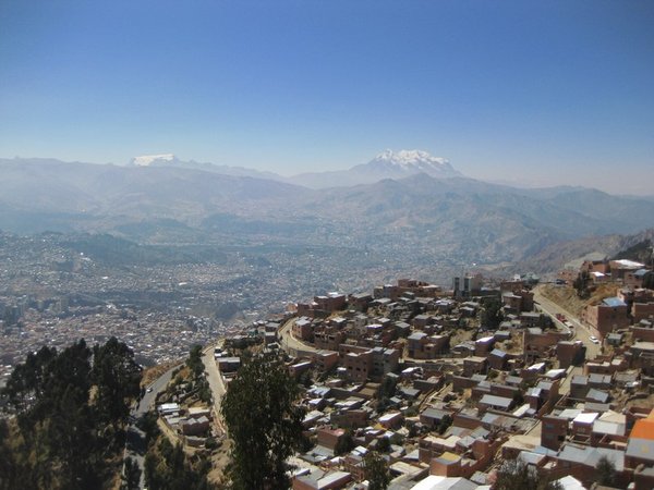 View across La Paz from El Alto, Illimani in the background