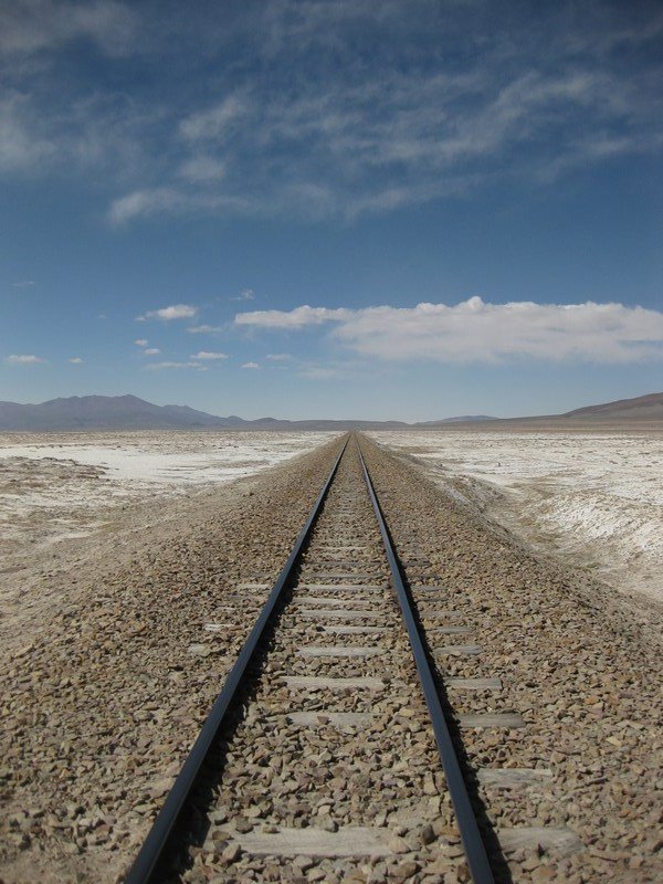Lonely railway line from Uyuni to Calama, Chile