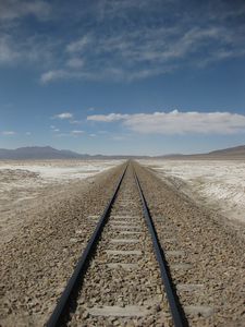 Lonely railway line from Uyuni to Calama, Chile
