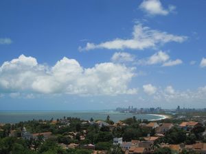 Looking out over the colonial town to the ocean