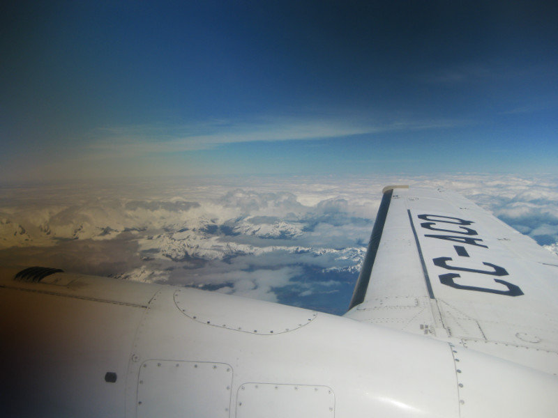 Flying over the Cordillera Darwin to Isla Navarino