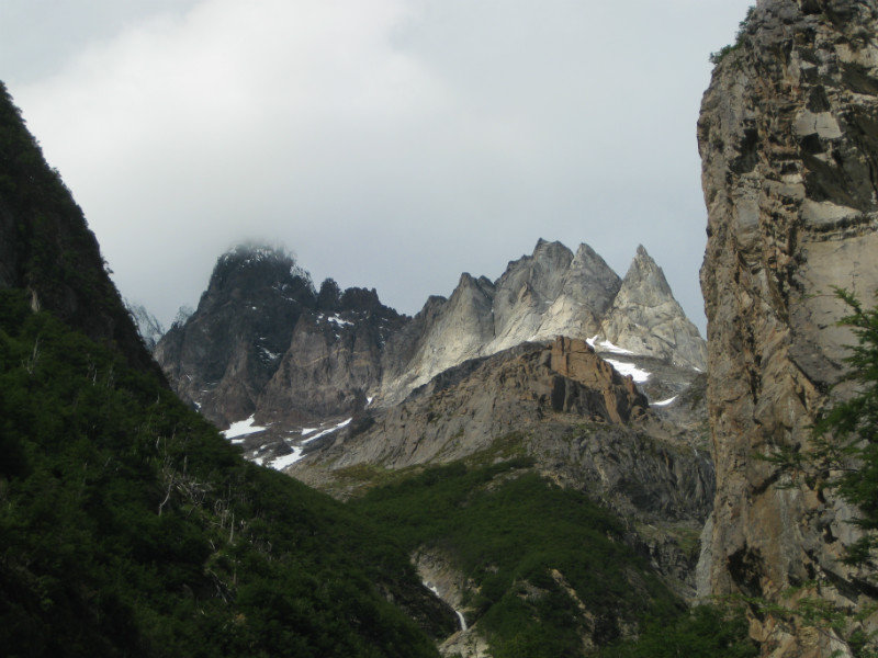 Rocky spires overlooking the glacier