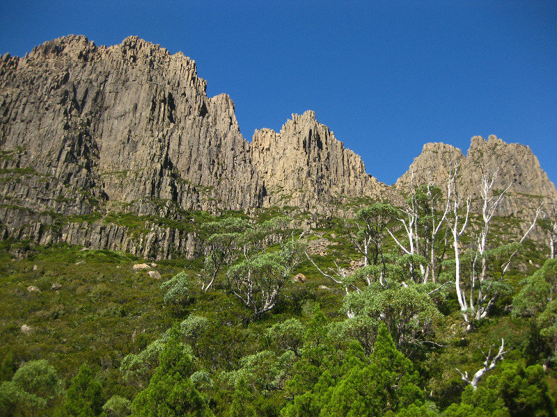 Overland Track at the foot of Cradle's dolerite columns
