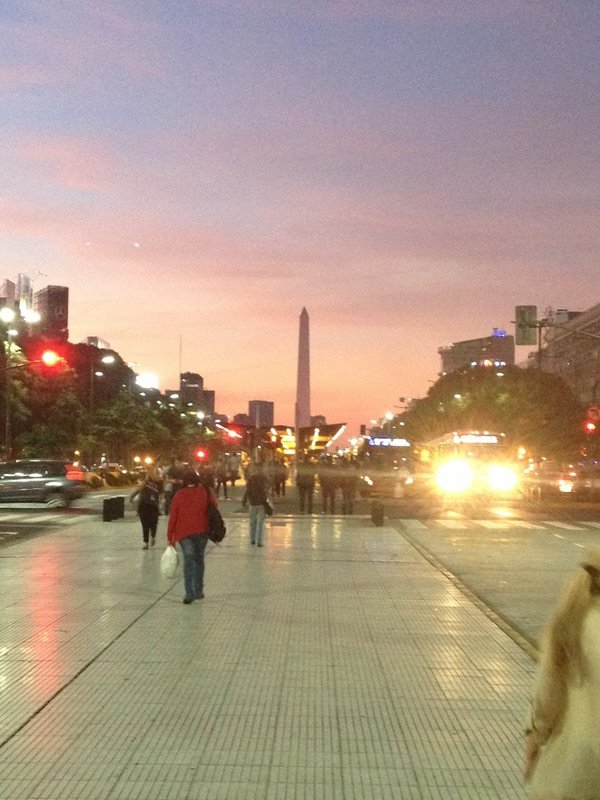 The Obelisk in the middle of 9 de Julio in  Buenos Aires