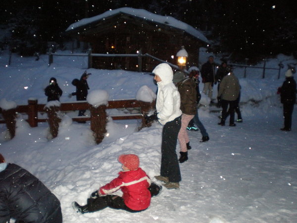 snowball fight at the old saw mill