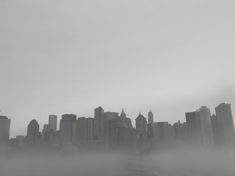 New York City in clouds