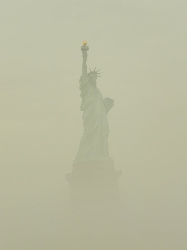 Statue in fog