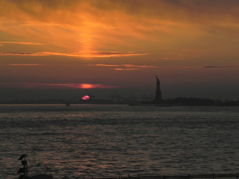 Sunset at Statue of Liberty