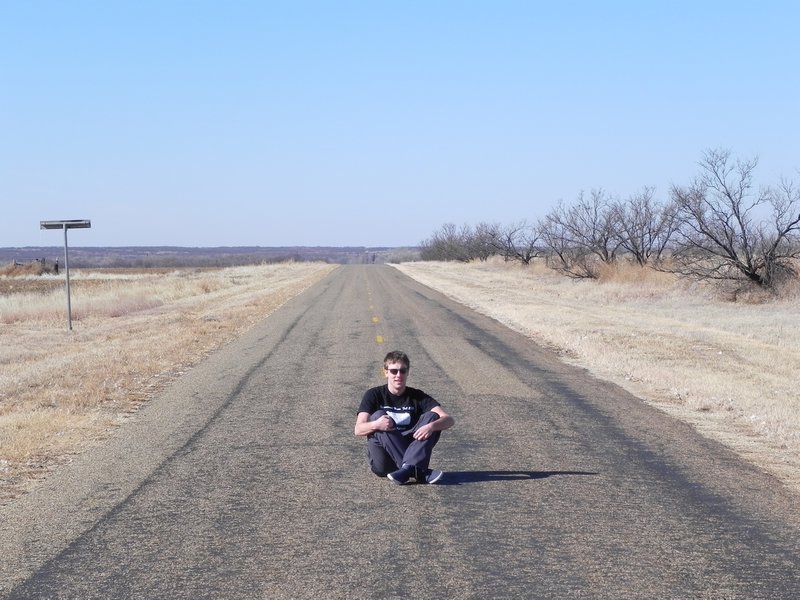 Me sitting in the middle of the road in Texas