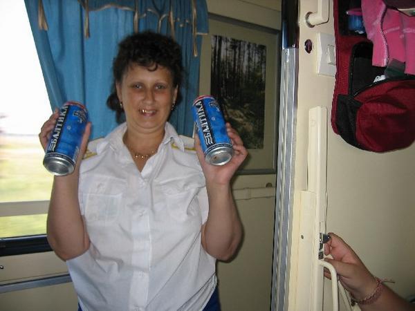 Olga, our train carriage attendant