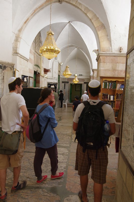 Inside the synagogue in Hebron