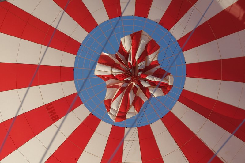 The furled vent of the balloon at the end of the ride