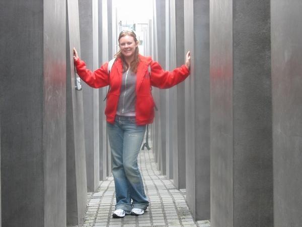 Pam in the Holocaust Memorial