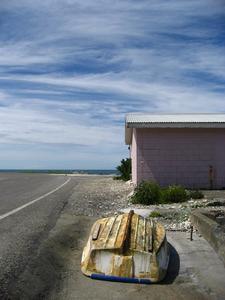 Pink Hut and old boat - Kaikoura