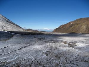 Snowy Volcanic landscapes -Tongariro crossing
