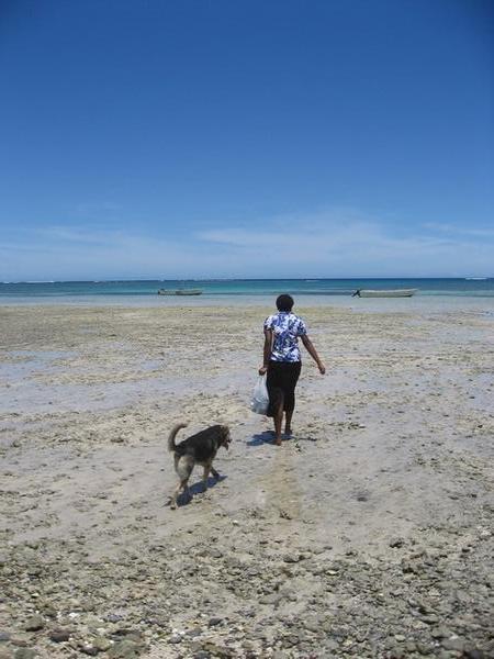 Fijian Lady and Her Dog