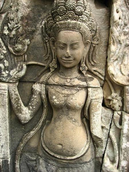 Ancient Khmer carving at Bayon