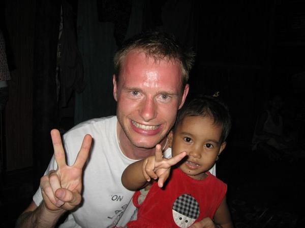 Me and my little mate at the Cambodian families house where we had dinner