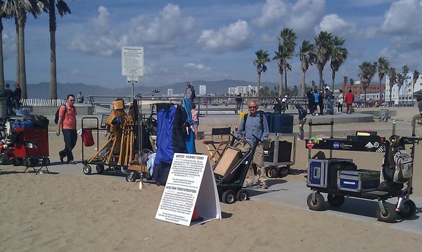 Filminnspilling paa Venice Beach.