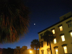 Sliver moon over Savannah