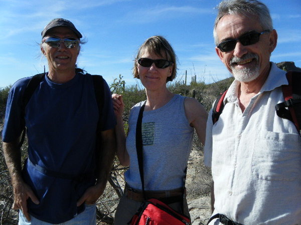 Hiking in desert --John, Kate and Tarjei