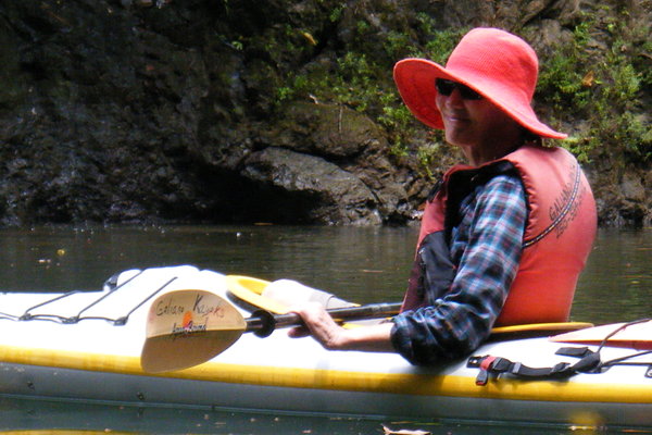 Katy kayaking up the Aquajitas River