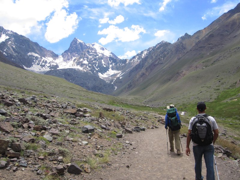 Trekking to a glacier in the Andes