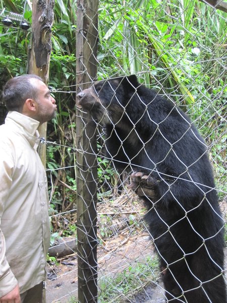 David giving Aruma the Adean Bear a kiss