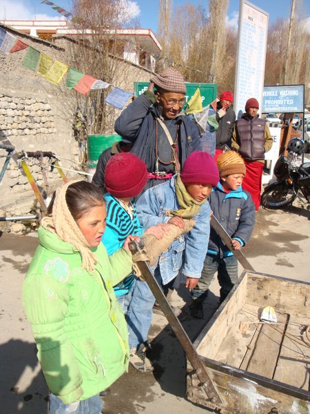man with children in Leh