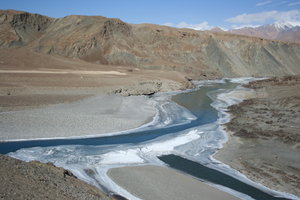 Zanskar river floats in Indus river