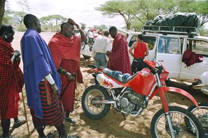 Maasai admiring bikes