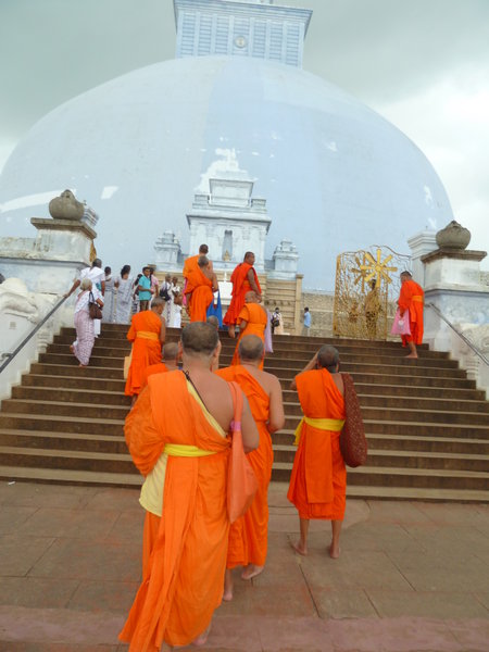 Foreign monks visiting temple Anuradhapura