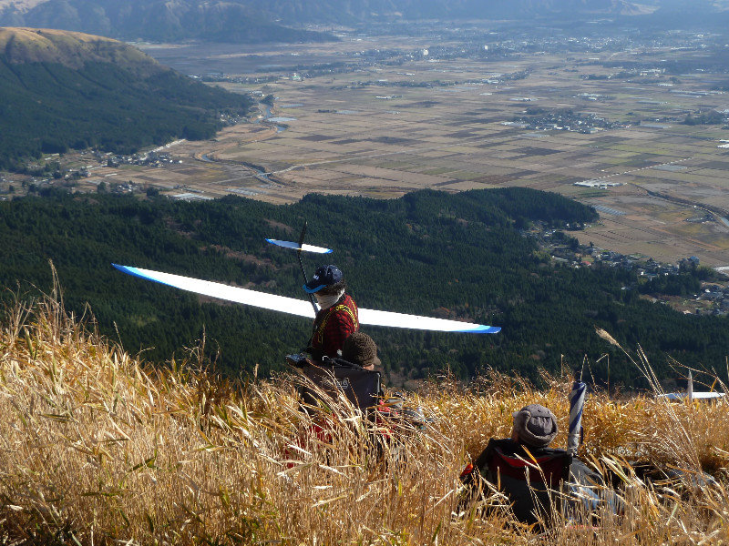  Playing with glider at caldera Aso San