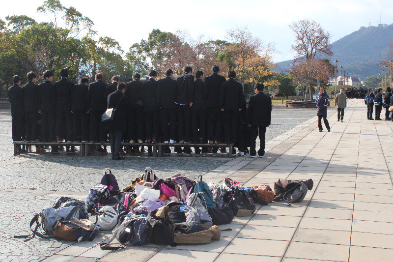 Students at Peace park Nagasaki