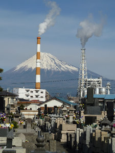 Cemetry with view on Mount Fuji