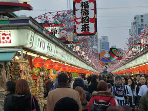Temple and tourist shops at Asakusa, Tokyo