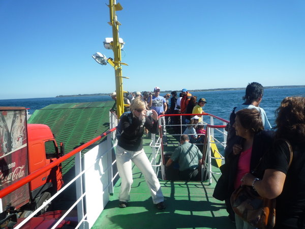 Action shot on the ferry to Chiloe
