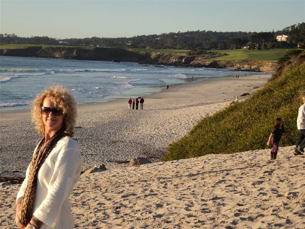Carmel beach with golf course in the background