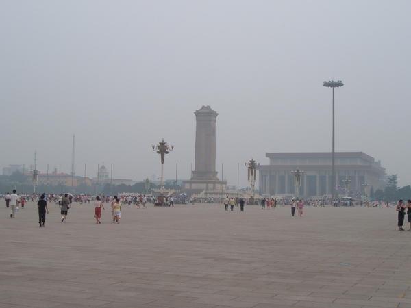 Tiananmen Square, in the August haze