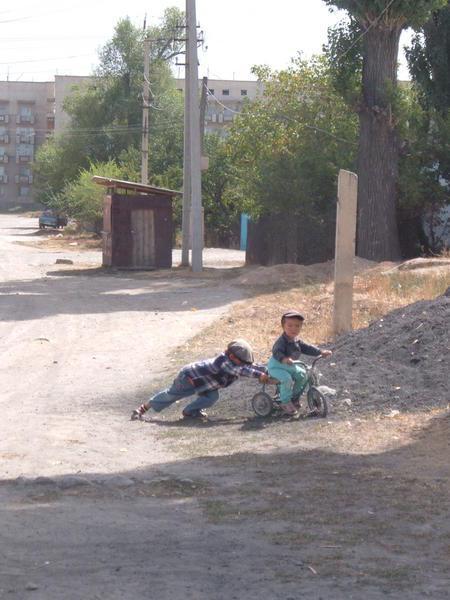 Kyrgyzstan! Little kids playing in Karakol #2