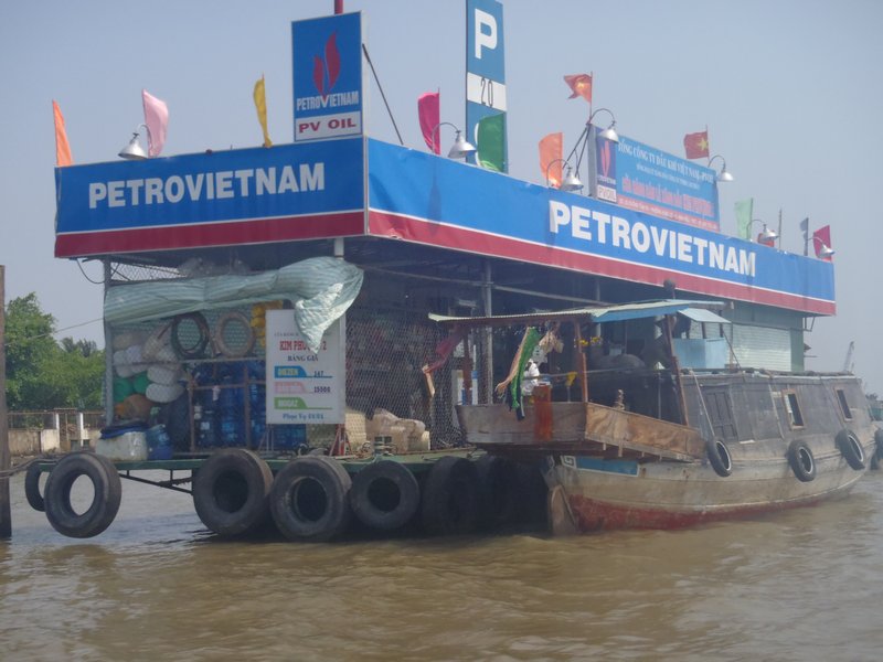 Petrol station in the middle of the river