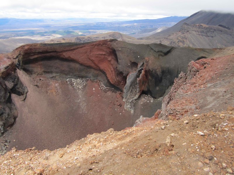 looking down a volcano