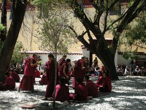 Monks in a debating session.